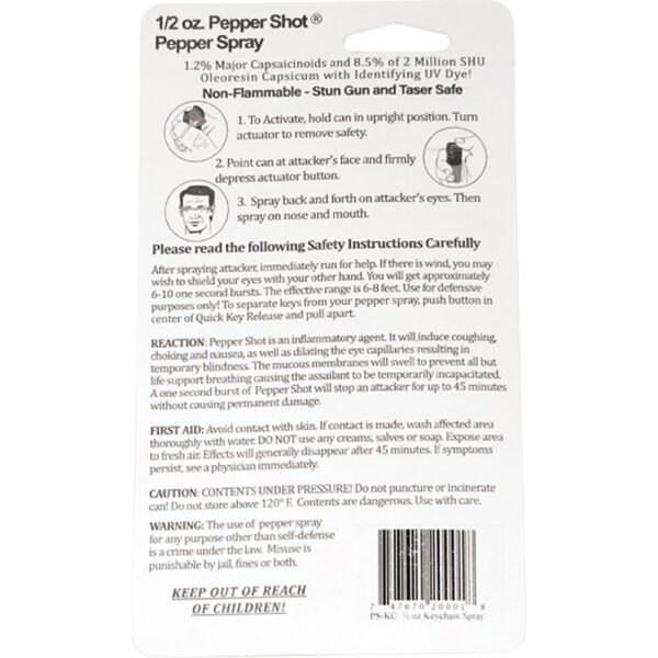 Pepper Shot 1.2% MC  1/2 oz  pepper spray belt clip and quick release keychain - Image 3